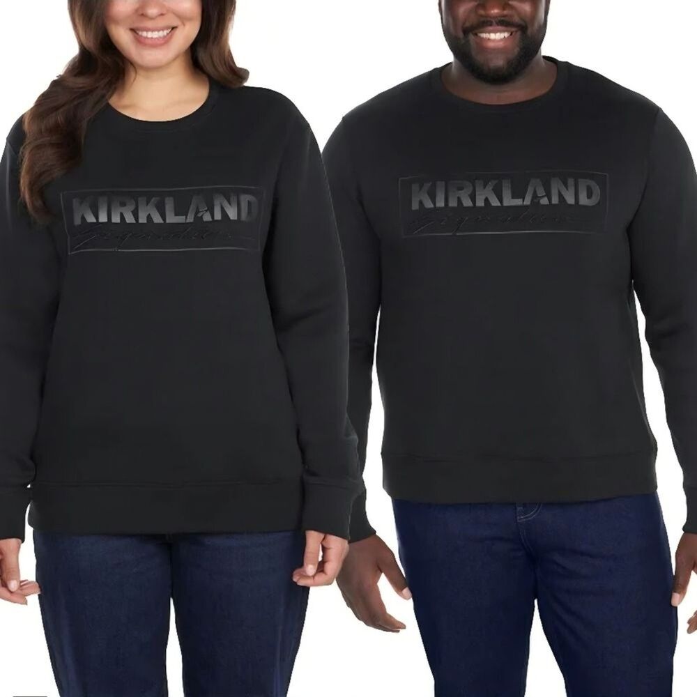 Kirkland Signature Costco Logo Crew Relaxed Black Sweatshirt Men's M, Womens L - Picture 3 of 16